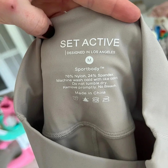 SET ACTIVE sportbody leggings high waisted bone pockets cream beige oat milk - Picture 6 of 8